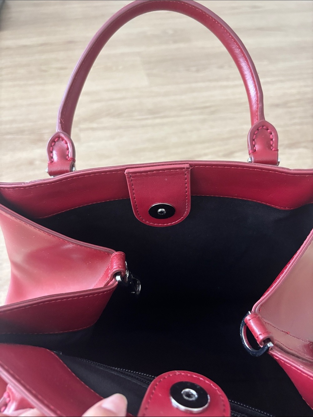 Cavalli Class by Roberto Cavalli Deep Red Structured Leather Satchel - Picture 13 of 13